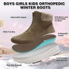 image:imageBoys Girls Kids Orthopedic Winter Snow Boots Wide Comfortable Casual Plantar Fasciitis Arch Support Orthotic Leather Walking Shoes Insulated Warm School Tennis Ankle Boots for Foot and Pain ReliefK2khaki