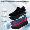 image:imageComfortable Orthopedic Diabetic Wide Shoes For Men Arch Support Plantar Fasciitis Orthotic Slip On Loafers Hammer Toes Bunions Flat Leather House Walking Shoes for Foot Heel Pain ReliefK1black