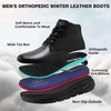 image:imageMens Orthopedic Diabetic Winter Boots Comfortable Wide Toe Box Warm Arch Support Plantar Fasciitis Leather Dress Oxfords Shoes Casual Walking Snow Ankle Mid Boots for Foot and Heel Pain ReliefK1black