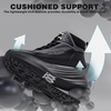 image:imageMens Orthopedic Wide Waterproof Hiking Boots Comfortable Plantar Fasciitis Diabetic Arch Support Trekking Walking Shoes Orthotic Non Slip Outdoor Adventures Mid Ankle Boots for Foot and Heel PainK1black