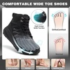 image:imageMens Orthopedic Wide Waterproof Hiking Boots Comfortable Plantar Fasciitis Work Walking Running Trekking Shoes Orthotic Non Slip Adventures Ankle Support Trail Mid Boots for Foot Pain ReliefK1black