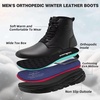 image:imageMens Orthopedic Winter Leather Boots Diabetic Wide Toe Box Comfortable Arch Support Plantar Fasciitis Mid Ankle Boots Orthotic Casual Warm Dress Oxfords Walking Shoes for Foot and Heel Pain ReliefK1black