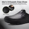 image:imageOrthoComfoot Mens Orthopedic Diabetic Wide Slippers Comfortable Plantar Fasciitis Arch Support Leather Slip On Oxfords Flat Feet Neuropathy Casual House Loafers for Foot and Heel Pain ReliefK1black