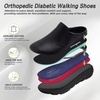 image:imageOrthoComfoot Mens Orthopedic Diabetic Wide Slippers Comfortable Plantar Fasciitis Arch Support Leather Slip On Oxfords Flat Feet Neuropathy Casual House Loafers for Foot and Heel Pain ReliefK1black