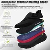 image:imageOrthoComfoot Mens Orthopedic Diabetic Wide Walking Shoes Comfortable Arch Support Plantar Fasciitis Orthotics Slip On Loafers Hammer Toes Casual Hook and Loop Shoes for Foot and Heel Pain ReliefK1black