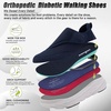image:imageOrthoComfoot Mens Orthopedic Diabetic Wide Walking Shoes Comfortable Arch Support Plantar Fasciitis Orthotics Slip On Loafers Hammer Toes Casual Hook and Loop Shoes for Foot and Heel Pain ReliefK2dark Blue