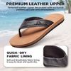 image:imageOrthoComfoot Mens Orthopedic Flip Flops Comfortable Arch Support Flat Feet Plantar Fasciitis Leather Slippers Casual Summer Outdoor Travel Beach Sandals for Foot and Heel PainW3khaki Brown