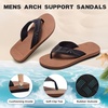 image:imageOrthoComfoot Mens Orthopedic Flip Flops Comfortable Arch Support Flat Feet Plantar Fasciitis Leather Slippers Casual Summer Outdoor Travel Beach Sandals for Foot and Heel PainW3khaki Brown