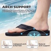 image:imageOrthoComfoot Mens Orthopedic Flip Flops Comfortable Arch Support Flat Feet Plantar Fasciitis Leather Slippers Casual Summer Outdoor Travel Beach Sandals for Foot and Heel PainW1black