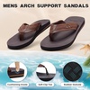 image:imageOrthoComfoot Mens Orthopedic Flip Flops Comfortable Arch Support Flat Feet Plantar Fasciitis Leather Slippers Casual Summer Outdoor Travel Beach Sandals for Foot and Heel PainW2dark Brown