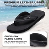 image:imageOrthoComfoot Mens Orthopedic Flip Flops Comfortable Arch Support Flat Feet Plantar Fasciitis Leather Slippers Casual Summer Outdoor Travel Beach Sandals for Foot and Heel PainW1black
