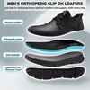 image:imageOrthoComfoot Mens Orthopedic Leather Plantar Fasciitis Dress Shoes  Comfortable Casual Arch Support Patent Tuxedo Oxford Orthotics Business Work Walking Sneakers for Foot and Heel Pain ReliefWk1black