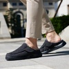 image:imageOrthoComfoot Mens Orthopedic Slippers Walking Shoes with Arch Support Slip On Loafers for Plantar Fasciitis Casual Flat Feet Hook and Loop Mule Clogs for Foot and Heel Pain ReliefW1black