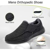 image:imageOrthoComfoot Mens Orthopedic Slippers Walking Shoes with Arch Support Slip On Loafers for Plantar Fasciitis Casual Flat Feet Hook and Loop Mule Clogs for Foot and Heel Pain ReliefW3black