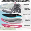 image:imageOrthoComfoot Womens Orthopedic Waterproof Mid Trekking Hiking Boots Comfortable Plantar Fasciitis Ankle Support Workout Walking Running Shoes Orthotic Trail Boots for Feet and Heel Pain ReliefW2grey