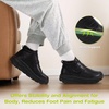 image:imageOrthoComfoot Womens Orthopedic Wide Leather Winter Ankle Boots Comfortable Diabetic Arch Support Dress Shoes for Plantar Fasciitis Casual Hook and Loop Walking Shoes for Foot and Heel PainK1black