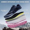 image:imageOrthoComfoot Womens Orthopedic Wide Plantar Fasciitis Trail Shoes Comfortable Diabetic Arch Support Orthotic Flat Feet Running Sneakers Casual Non Slip Hiking Shoes for Foot Heel and Pain ReliefK1dark Blue