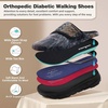 image:imageWomens Orthopedic Diabetic Wide Slippers Comfortable Arch Support Plantar Fasciitis Walking Shoes Casual Flat Feet Winter Warm Hook and Loop House Slip On Loafers for Foot and Heel Pain ReliefK1navyBrown