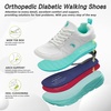 image:imageWomens Orthopedic Diabetic Wide Toe Box Walking Shoes Comfortable Arch Support Plantar Fasciitis Orthotic Swollen Sneakers Casual Flat Feet Tennis Walking Shoes for Foot Heel and Pain ReliefK3white