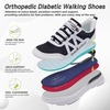 image:imageWomens Orthopedic Diabetic Wide Walking Shoes Comfortable Arch Support Plantar Fasciitis Orthotic Slip OnOff Sport Running Sneakers Casual Flat Feet Swollen Athletic Shoes for Foot Heel and PainK1black White