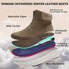 image:imageWomens Orthopedic Diabetic Wide Winter Ankle Boots Comfortable Arch Support Plantar Fasciitis Warm Mid Snow Boots Orthotic Casual Leather Dress Oxofrds Walking Shoes for Foot and Heel PainK2khaki