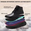 image:imageWomens Orthopedic Diabetic Winter Ankle Boots Wide Toe Box Comfortable Arch Support Plantar Fasciitis Leather Oxford Mid Boots Orthotic Casual Warm Standing Walking Shoes for Foot and Heel PainK1black