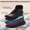 image:imageWomens Orthopedic Diabetic Winter Boots Wide Toe Box Comfortable Arch Support Plantar Fasciitis Leather Oxfords Shoes Casual Warm Walking Snow Ankle Mid Boots for Neuropathy and Heel Pain ReliefK1black