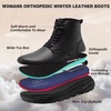image:imageWomens Orthopedic Diabetic Winter Boots Wide Toe Box Comfortable Arch Support Plantar Fasciitis Walking Leather Oxfords Shoes Casual Warm Snow Mid Ankle Boots for Neuropathy and Heel Pain ReliefK1black