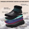 image:imageWomens Orthopedic Leather Winter Ankle Boots Comfortable Wide Tox Box Warm Diabetic Arch Support Plantar Fasciitis Dress Oxfords Orthotic Casual Hook and Loop Walking Shoes for Foot and Heel PainK1black