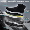image:imageWomens Orthopedic Wide Snow Boots Comfortable Winter Plantar Fasciitis Arch Support Diabetic Walking Shoes Orthotic Leather Casual Trekking Warm Insulated Mid Ankle Boots for Foot Heel Pain ReliefK1black