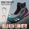 image:imageWomens Orthopedic Wide Waterproof Hiking Boots Comfortable Plantar Fasciitis Diabetic Walking Running Trekking Shoes Orthotic Non Slip Flat Feet Trail Mid Ankle Support Boots for Foot Pain ReliefK1black Rose Red
