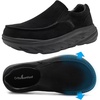 image:imageComfortable Orthopedic Diabetic Wide Shoes For Men Arch Support Plantar Fasciitis Orthotic Slip On Loafers Hammer Toes Bunions Flat Leather House Walking Shoes for Foot Heel Pain ReliefK1black