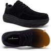 image:imageMens Comfortable Diabetic Neuropathy Wide Orthopedic Leather Walking Shoes  Wide Toe Box Arch Support Plantar Fasciitis Relief Shoe Outdoor Standing All day Work Casual for Bunion Foot amp Heel PainK1black