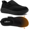image:imageOrthoComfoot Mens Orthopedic Diabetic Wide Walking Shoes Comfortable Arch Support Plantar Fasciitis Orthotics Slip On Loafers Hammer Toes Casual Hook and Loop Shoes for Foot and Heel Pain ReliefK1black