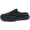 image:imageOrthoComfoot Mens Orthopedic Slippers Walking Shoes with Arch Support Slip On Loafers for Plantar Fasciitis Casual Flat Feet Hook and Loop Mule Clogs for Foot and Heel Pain ReliefW1black