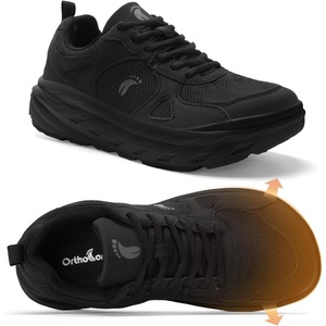image:imageMens Orthopedic Diabetic Wide Toe Box Walking Shoes Comfortable Arch Support Plantar Fasciitis Orthotics Sport Shoes Swollen Feet Casual Running Tennis Sneakers for Foot and Heel Pain ReliefK1black