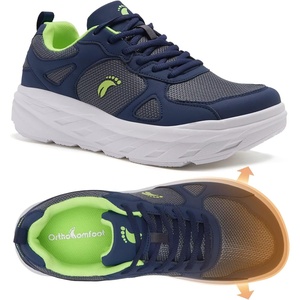 image:imageMens Orthopedic Diabetic Wide Toe Box Walking Shoes Comfortable Arch Support Plantar Fasciitis Orthotics Sport Shoes Swollen Feet Casual Running Tennis Sneakers for Foot and Heel Pain ReliefK2dark Blue