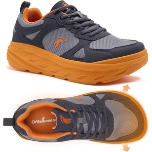 image:imageMens Orthopedic Diabetic Wide Toe Box Walking Shoes Comfortable Arch Support Plantar Fasciitis Orthotics Sport Shoes Swollen Feet Casual Running Tennis Sneakers for Foot and Heel Pain ReliefK3grey Orange