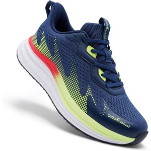 image:imageMens Orthopedic Road Running Shoes Comfortable Arch Supports Plantar Fasciitis Orthotic Sports Fashion Sneakers Casual Outdoor Hiking Tennis Athletic Walking Shoes for Foot Heel and Pain ReliefW2navyLime Green