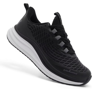 image:imageMens Orthopedic Road Running Shoes Comfortable Casual Arch Supports Plantar Fasciitis Orthotic Fashion Sneakers Flat Feet Casual Tennis Outdoor Walking Exercise Shoes for Foot Heel and Pain ReliefW1black