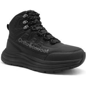 image:imageMens Orthopedic Waterproof Hiking Boots Comfortable Plantar Fasciitis Work Walking Running Trekking Shoes Flat Feet Orthotic Mid Ankle Support Trail Sneakers for Foot and Heel Pain ReliefW1black