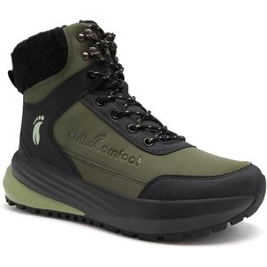 image:imageMens Orthopedic Wide Snow Boots Comfortable Winter Diabetic Plantar Fasciitis Arch Support Warm Insulated Mid Ankle Boots Orthotic Casual Waterproof Walking Hiking Shoes for Foot Heel Pain ReliefK1green