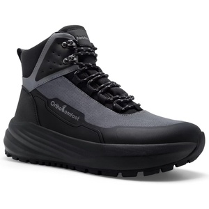 image:imageMens Orthopedic Wide Waterproof Hiking Boots Comfortable Plantar Fasciitis Diabetic Arch Support Trekking Walking Shoes Orthotic Non Slip Outdoor Adventures Mid Ankle Boots for Foot and Heel PainK1black