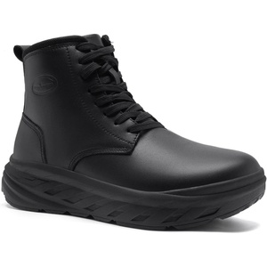 image:imageMens Orthopedic Winter Leather Boots Diabetic Wide Toe Box Comfortable Arch Support Plantar Fasciitis Mid Ankle Boots Orthotic Casual Warm Dress Oxfords Walking Shoes for Foot and Heel Pain ReliefK1black
