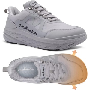 image:imageOrthoComfoot Mens Orthopedic Diabetic Wide Toe Box Walking Shoes Comfortable Arch Support Plantar Fasciitis Orthotics Heel Spur Shoes Casual Bunions Running Sneakers for Foot and Heel Pain ReliefK2gray