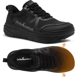 image:imageOrthoComfoot Mens Orthopedic Diabetic Wide Toe Box Walking Shoes Comfortable Arch Support Plantar Fasciitis Orthotics Heel Spur Shoes Casual Bunions Running Sneakers for Foot and Heel Pain ReliefK1black