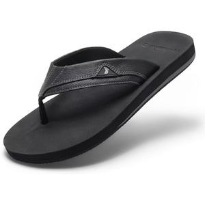 image:imageOrthoComfoot Mens Orthopedic Flip Flops Comfortable Arch Support Flat Feet Plantar Fasciitis Leather Slippers Casual Summer Outdoor Travel Beach Sandals for Foot and Heel PainW1black
