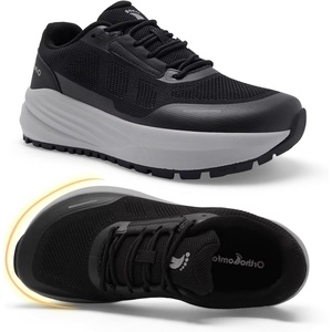 image:imageOrthoComfoot Mens Orthopedic Plantar Fasciitis Wide Shoes Comfortable High Arch Support Trail Running Sneakers for Walking amp Hiking Orthotic Tennis Casual Relief for Flat Feet Feet PainK1black