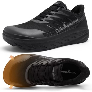 image:imageOrthoComfoot Womens Diabetic Wide Toe Box Sport Shoes Comfortable Arch Support Plantar Fasciitis Orthotic Running Sneakers Casual Work Tennis Outdoor Walking Shoes for Swollen Feet Heel PainK1black