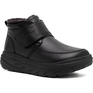 image:imageOrthoComfoot Womens Orthopedic Wide Leather Winter Ankle Boots Comfortable Diabetic Arch Support Dress Shoes for Plantar Fasciitis Casual Hook and Loop Walking Shoes for Foot and Heel PainK1black